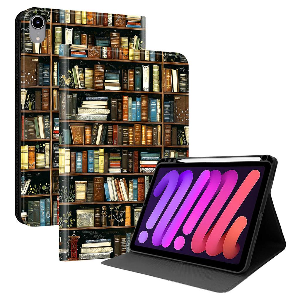 For iPad mini (2024) PU Leather Case Pattern Print Tablet Cover Stand with Pen Slot (Stylus Not Included)