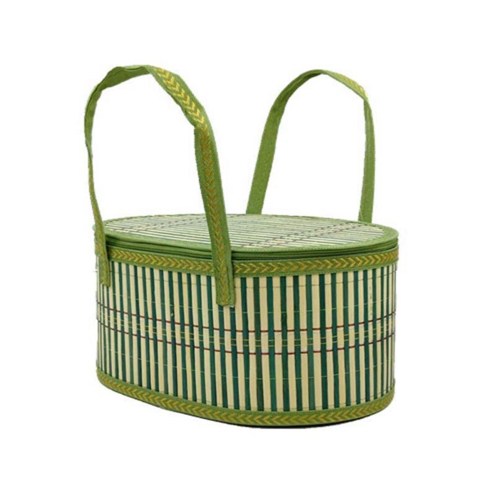 Pastoral Style Bamboo Braided Basket Handheld Sundries Snacks Basket for Home
