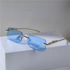 Latest Vintage Rimless Sunglasses Men Women Stylish Square Shades Glasses Latest Double Bridge Gradient Eyeglasses UV400 Sun Eyeglasses