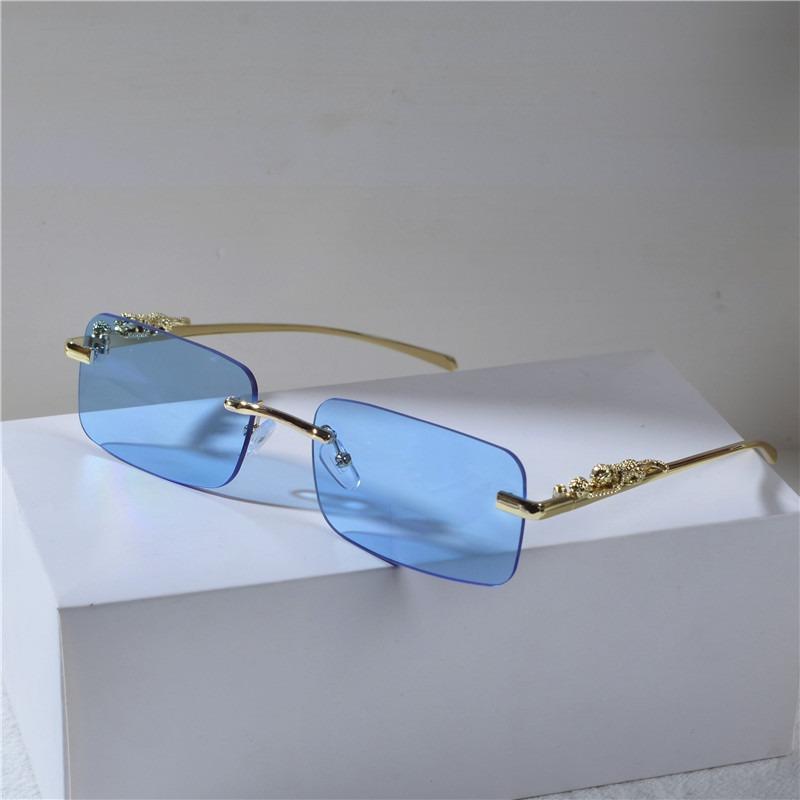 Latest Vintage Rimless Sunglasses Men Women Stylish Square Shades Glasses Latest Double Bridge Gradient Eyeglasses UV400 Sun Eyeglasses