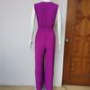 2024 Spring Women's Solid V-Neck Sleeveless Tie-Waist High-Waist Wide-Leg Jumpsuit