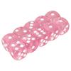 20pcs Dice Set 6 Sided Transparent Dices Rounded Corner Dice for Board Games and Teaching Math Pink with White Spots
