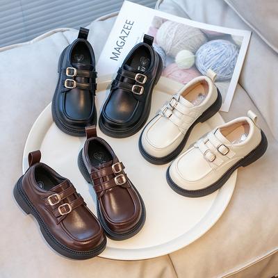 Children's Princess Little Leather Shoes Spring and Autumn New Style British Style Girls Black Performance Loafers