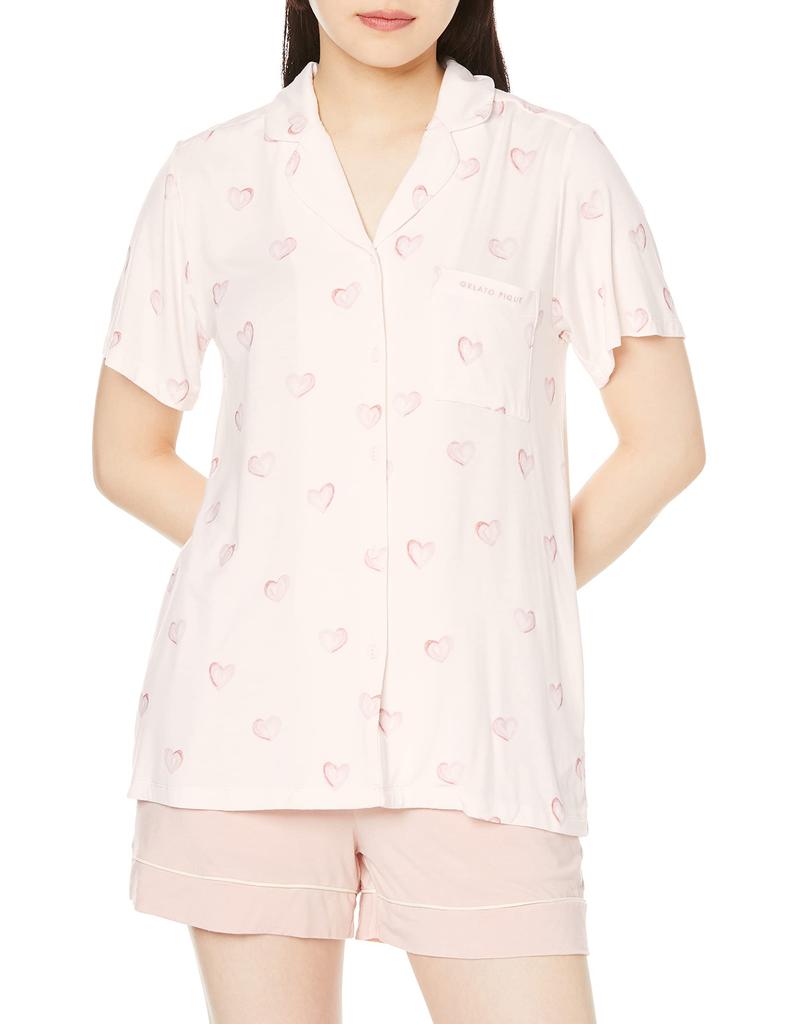 Gelato Pique Heart Print Shirt PWCT212343 Pink F Women's