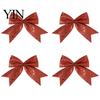 Champagne Party Supplies 4Pcs Glitter Christmas Bow, Sparkling Ribbon Hanging Ornament for Floral Arrangement Bows Tree Front Door Wreath, Festive