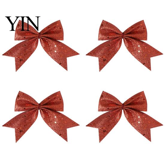 Champagne Party Supplies 4Pcs Glitter Christmas Bow, Sparkling Ribbon Hanging Ornament for Floral Arrangement Bows Tree Front Door Wreath, Festive