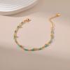 Gold Plated Double Layer Turquoise Color Seed Bead Bracelet With Extension Chain