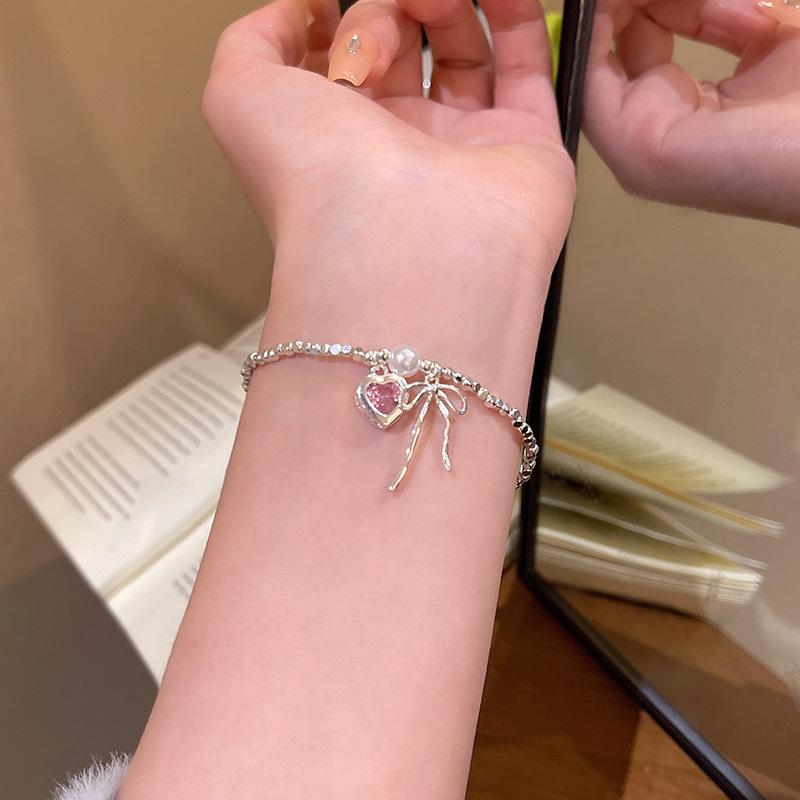 Сломанная серебряная цепочка с жемчугом в форме банта женская любовная цепочка на ключицу осенне-зимний аксессуар