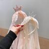 Girls Lace Crown Headband Veil Baby Girl Flower Girl Birthday Party Dress Headgear Princess Lolita Dress Hair Accessories HP01