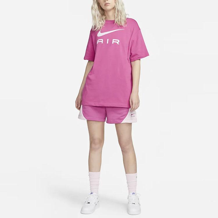 Nike American Retro Logo Letter Print Round Neck Loose Short Sleeve T-Shirt Women T-Shirt Rose-Red DX7919-675