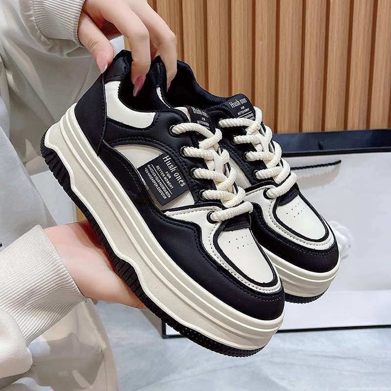 Platform soled student board shoes women's 2025 spring and autumn shoes ins versatile breathable niche retro casual sports shoes women