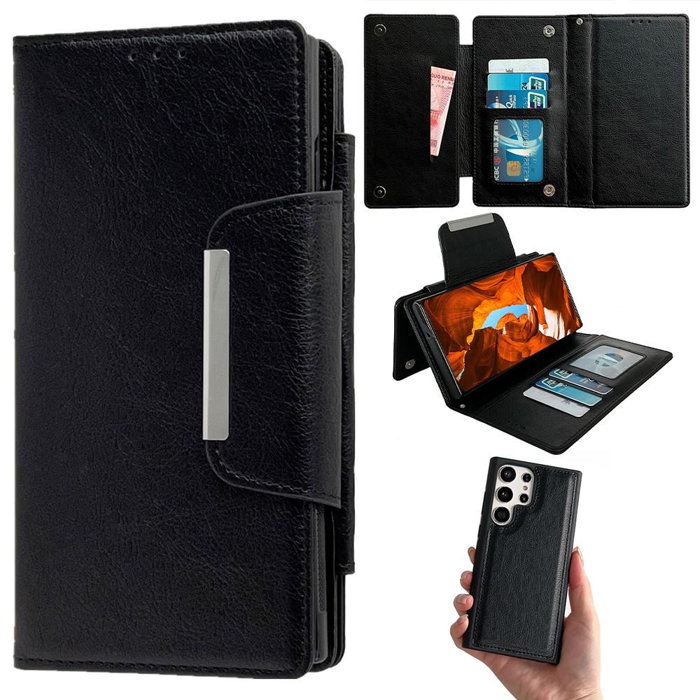 

Для Samsung Galaxy S25 Ultra Знімна кришка Штучна шкіра 2 в 1 Магнітний гаманець Чохол для телефону Black