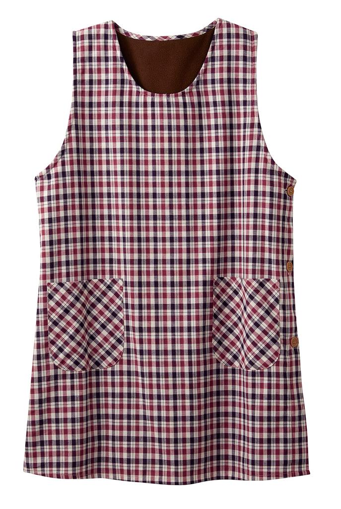 Warm Size LL Fleece-lined Side-button Apron, Wine-themed,