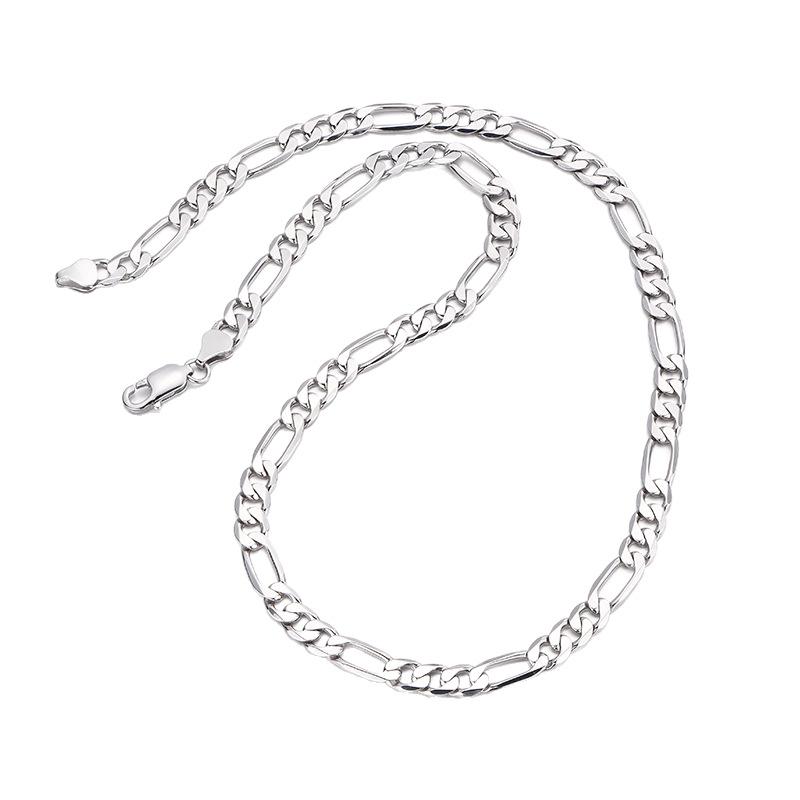 Men's 5mm Thickened S925 Sterling Silver Figaro Chain Necklace - Hip Hop Style Cuban Sweater Chain Accessory