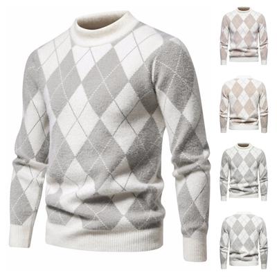 Hot Sale, Autumn and Winter New Printed Semi-turtleneck Sweater Men's Bottom Knitted Sweater Sweater