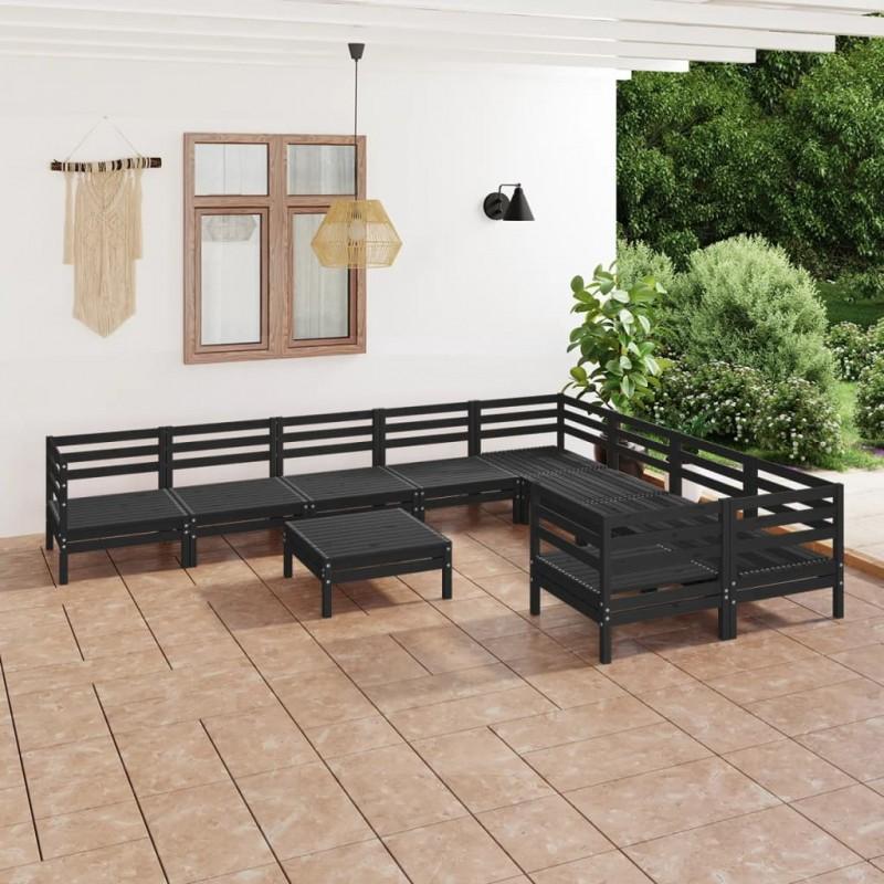 Day and Night - Day and Night Garden Furniture Set 10 Pieces Solid Pine Wood Black