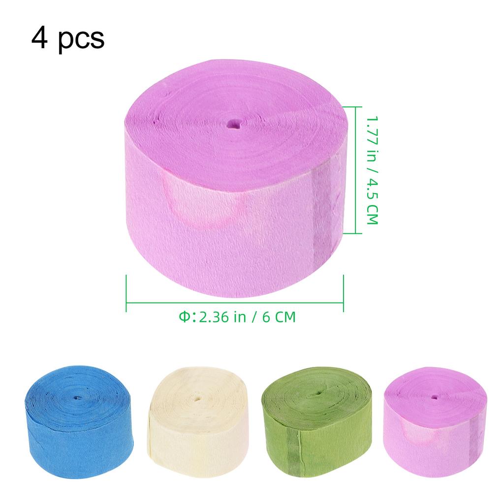 4 Rolls Crepe Paper Streamer Colored Decorations for Party Layout Props Birthday Wedding Shower Peach Themed Events