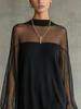 2026 European and American Spring Mesh Splicing Long Sleeve Mini Skirt