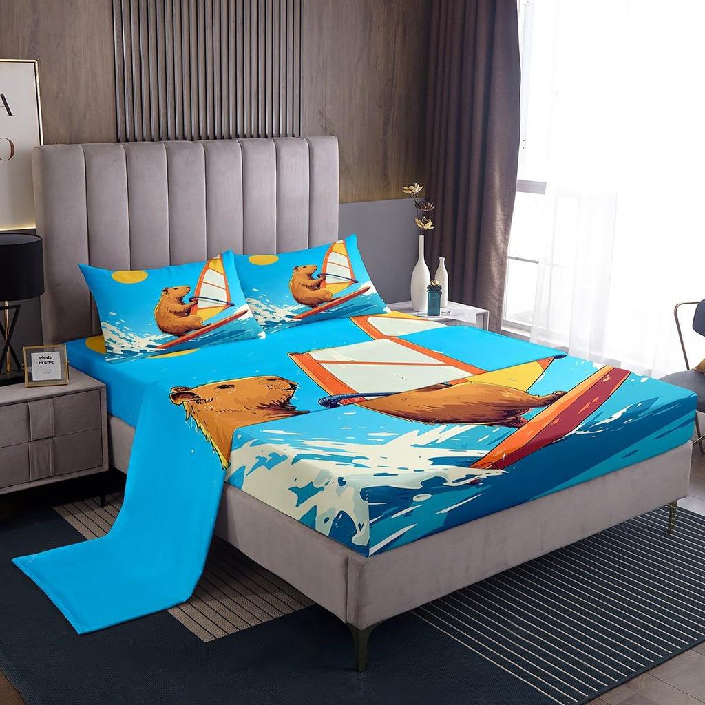 Seabed Color Coral Pattern Bed Hat Four-piece Bedding Set Bedroom Dormitory Bedding Set