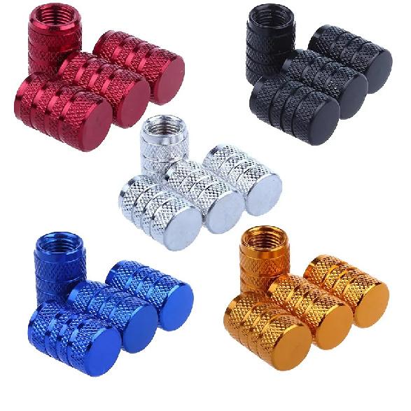 Aluminum Alloy Automobile Tire Valve Cap Three-Slot Circular Universal Valve Core Vacuum Tire Tire Pressure Monitoring Valve Cap Valve Stems 1