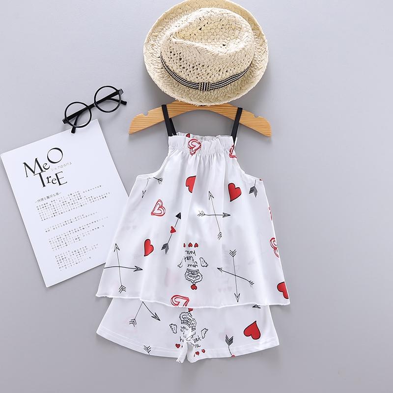 Baby Kids Girls Pineapple Pattern Sling Outfits   Blouse Tops+Shorts Sleepwear Set Pajamas