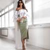 Summer New Slim and Sexy Professional Women's Clothing Ribbed Temperament Slit Button Half Skirt