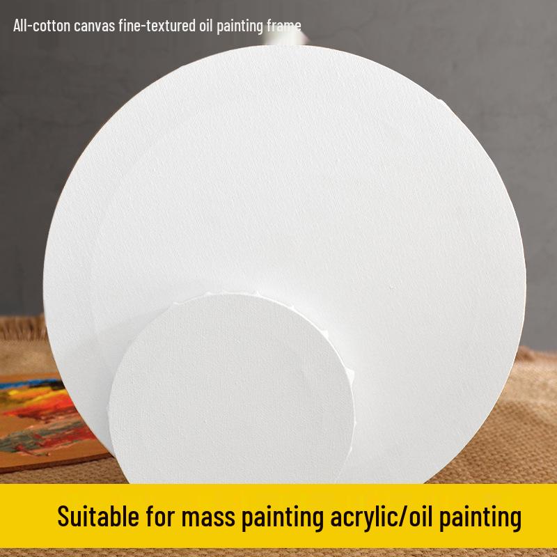 Round Wooden Oil Painting Frame with Hand-Painted Canvas for Beginners