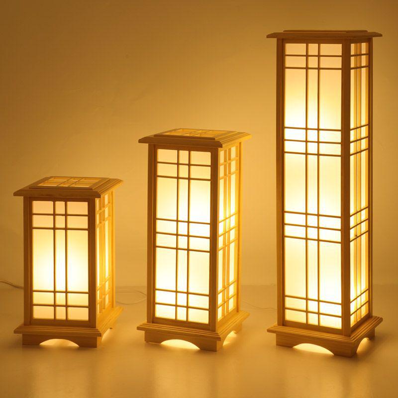 

Japanese Washitsu Tatami Floor Lamp - Simple Wooden Art for Living Room or Bedroom Small 45CM Warm Light Source