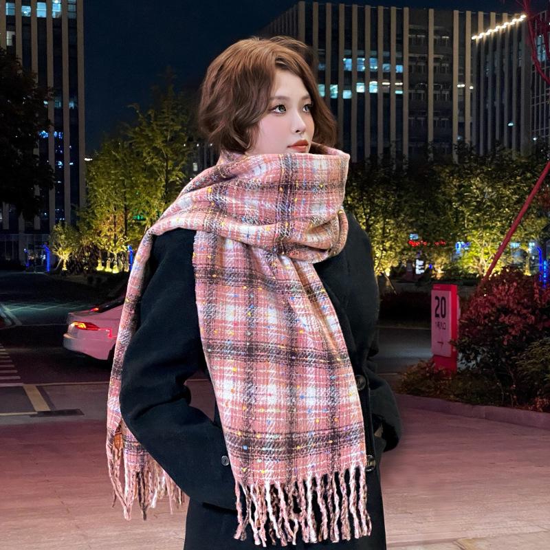 Hochwertiger Schal im koreanischen Stil mit Karomuster: Warmer, verdickter Kaschmir-ähnlicher Schal für Studenten und Paare