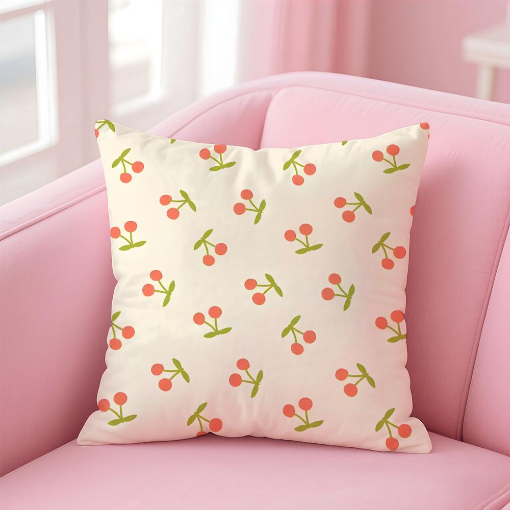 CUTE Handpainted cherries Cushion Cover Pillow Case Soft Skin Friendly Fabric  Concealed Zipper