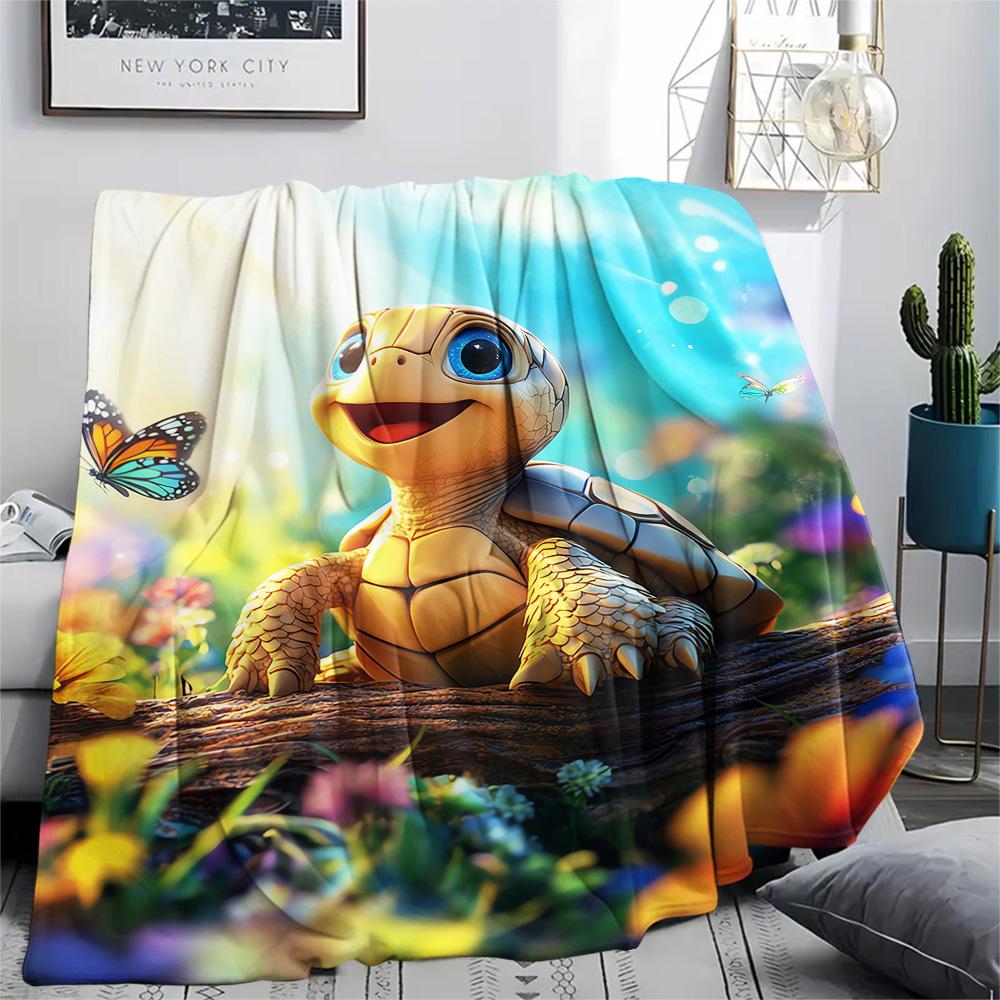 Tortoise Print Flannel Blanket, High quality Comfortable for All Seasons, Home Decor, Warmth and Comfort, Perfect for Christmas Gifts