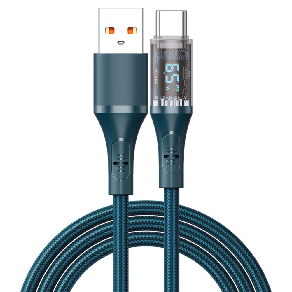 High Speed Charging Cable 100W/66W Fast USB/Type-C LED Type-C Visible Digital Display For Samsu E1E9