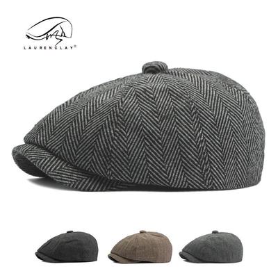 Four Seasons Striped Unisex Eight-Panel Newsboy Cap – Autumn Vintage Painter's Hat