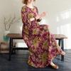 DIMANAF 2025 Women New Plus Size Spring Long Dress Long Sleeve Floral O-Neck Printing Loose Casual Vintage Maxi