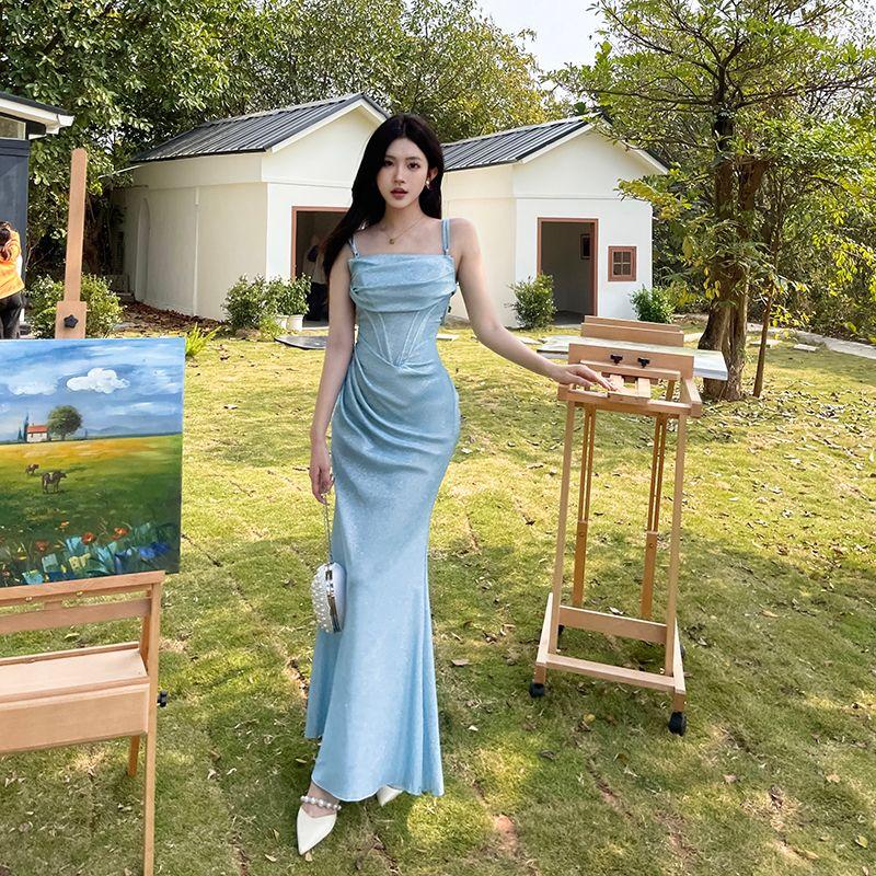 

Instunning Fashion Blue Dress Women s Shiny Fancy Long Dress Annual Party Birthday Dress Blue Size S