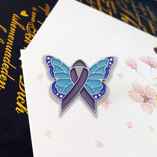 Women Brooch Enamel Butterfly Design Healing Ribbon Pin Non-Slip Buckle Scarf Badge Sweater Cardigan Bag Accessories
