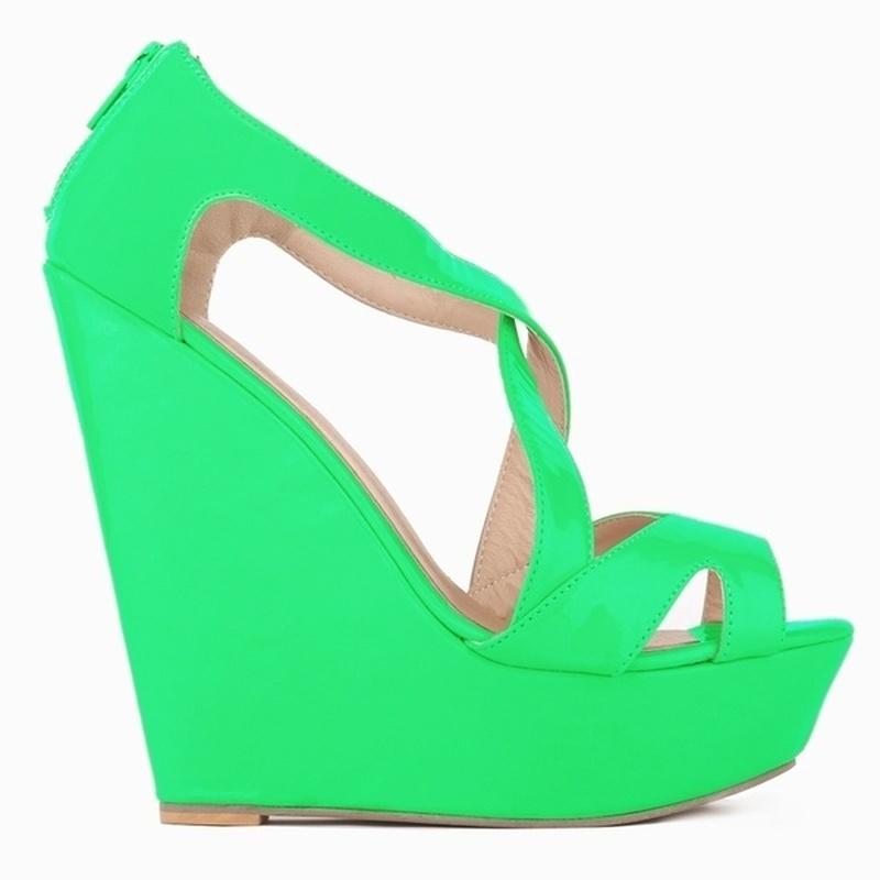 Dámske lodičky Patent Platforma Peep Toe Wedges Topánky na vysokom podpätku topánka