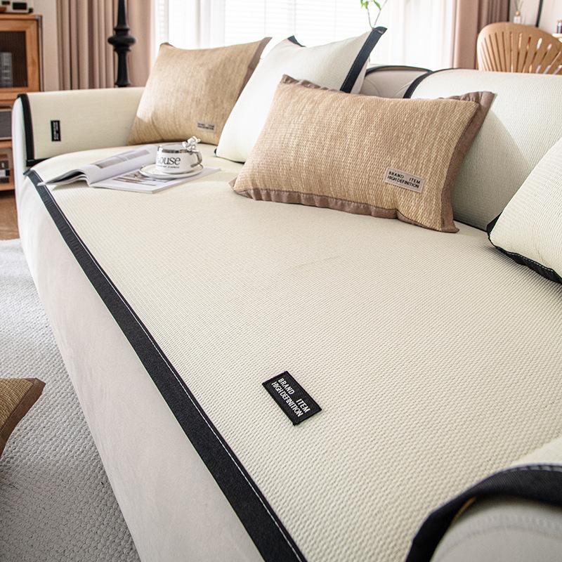 Simple Retro Style Sofa Cushion Seat Cushion for Summer Summer Rattan Mat Small Full Non-Slip Summer Sofa Cover Cloth Backrest Towel