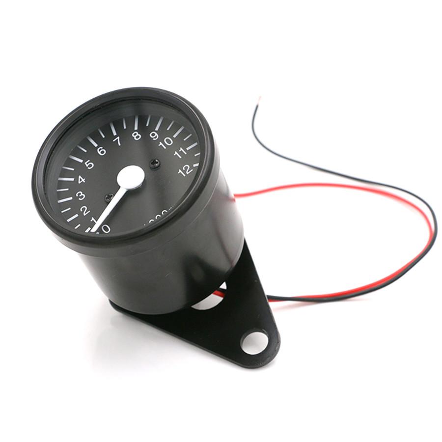 12000 RPM Universal LED Motocycle Tachometer Analogue Tacho Gauge Black 12V Bike