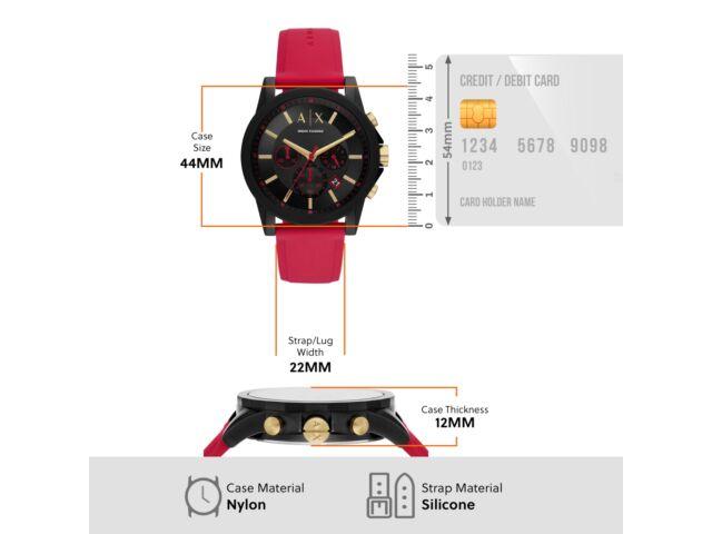 A X Armani Exchange Watch Outerbanks AX7152SET Men Red Silicon Band Chronograph