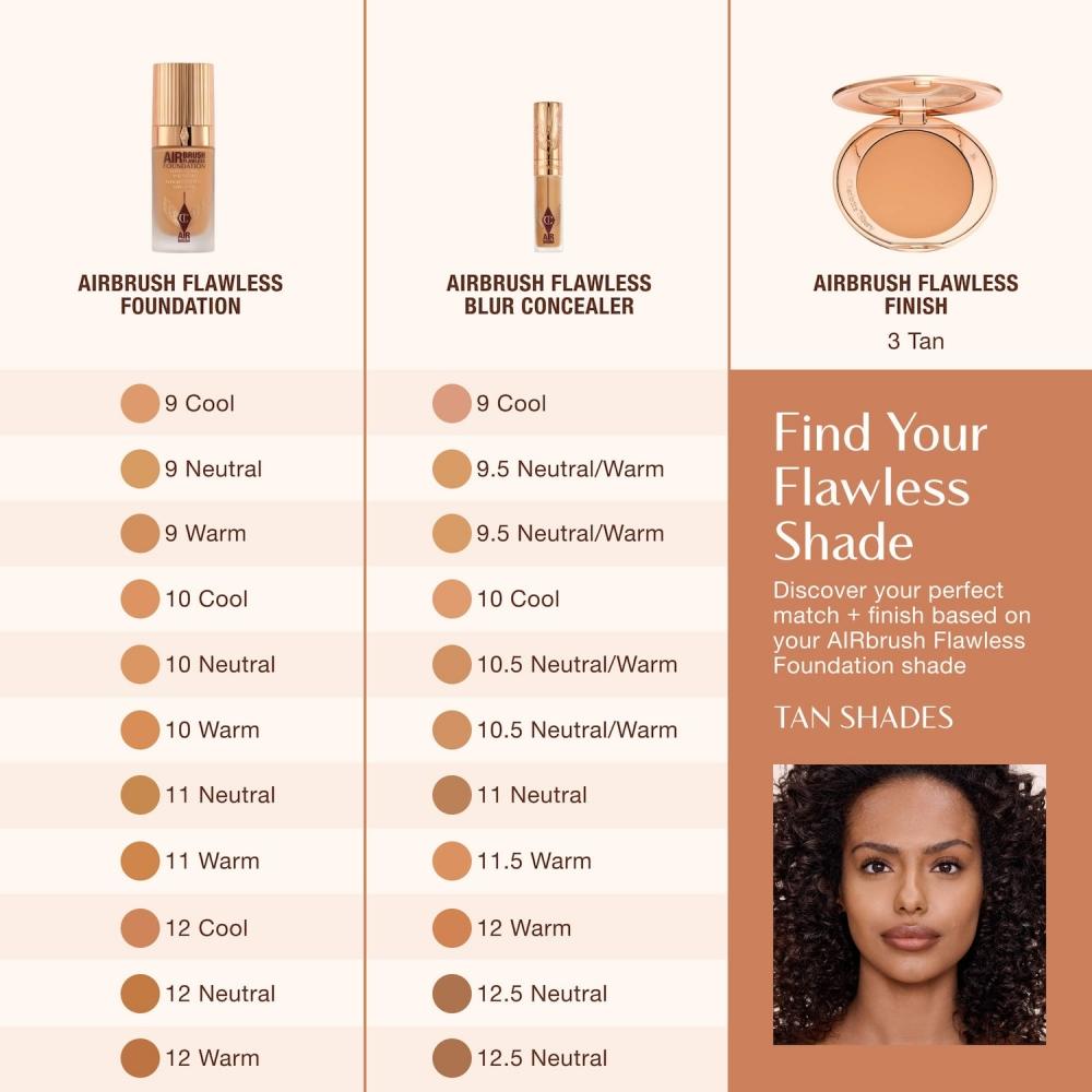 Charlotte Tilbury Airbrush Flawless Knitterfest Langanhaltend Porenverfeinernd Concealer 0,29 oz 8,3 g 9 Tan Tan Mit Kühlen Untertönen