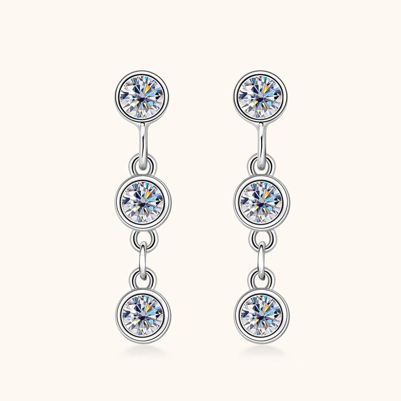 Silvere Glam The Versatile Moissanite Ear Studs, Women's Tassels, Niche Design, Exude A Sense Of Sophistication. S925 Sterling Silver Earrings