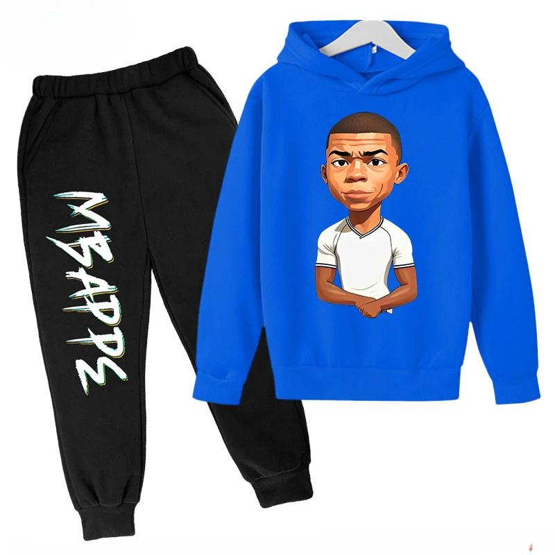 

Spring and Autumn Mbappe Printed Children s Hoodie Set Sweatshirt Pants Sportswear 2-piece Set for Boys and Girls Kids Clothes 120