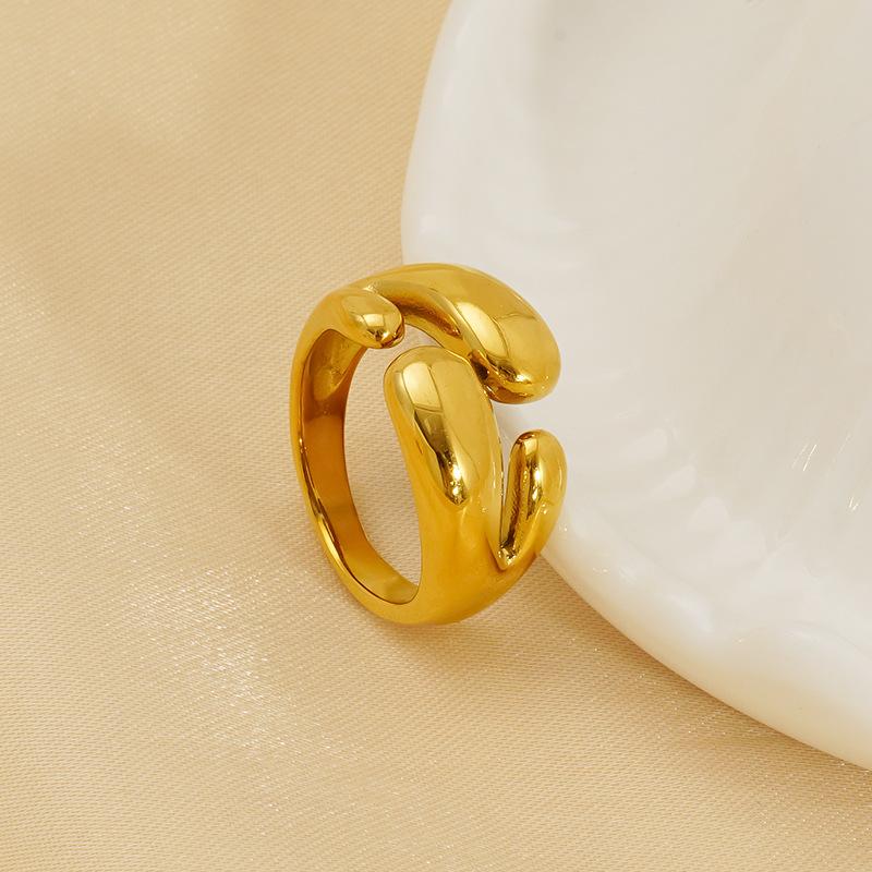 2026 Ring Female Exaggerated Niche Design Does Not Fade Love Irregular Glossy Open Ring Female