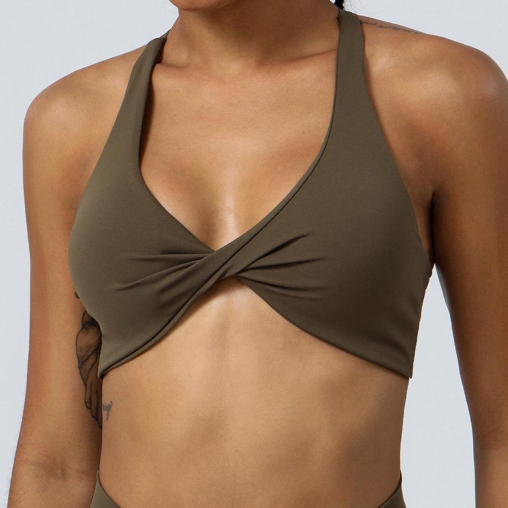 Schnelltrocknender, hautfarbener Yoga-Sport-BH für Damen – rückenfreies Design für Fitness, Laufen und Outdoor-Aktivitäten