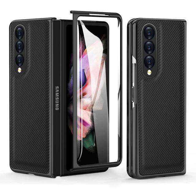 

Защитный чехол из стекла с защитой от царапин для Samsung Galaxy Z Fold4 Fold 4 5g Fold3 Fold2 Fold 3 2, матовый чехол для телефона из углеродного волокна for Samsung Z Fold 4 чёрный