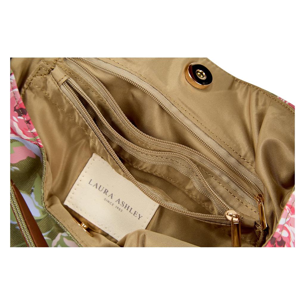 Laura Ashley Tote Bag, Cute and Stylish for Women, Floral Rose and Botanical Print, Elegant Green