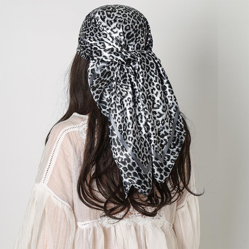 1 Stück Leopardenmuster Imitation Seide Schal Lässiger Kopftuch Muslimische Frau Hijabs Schals Glatt Weich Haarschal Islimischer Turban Bandana