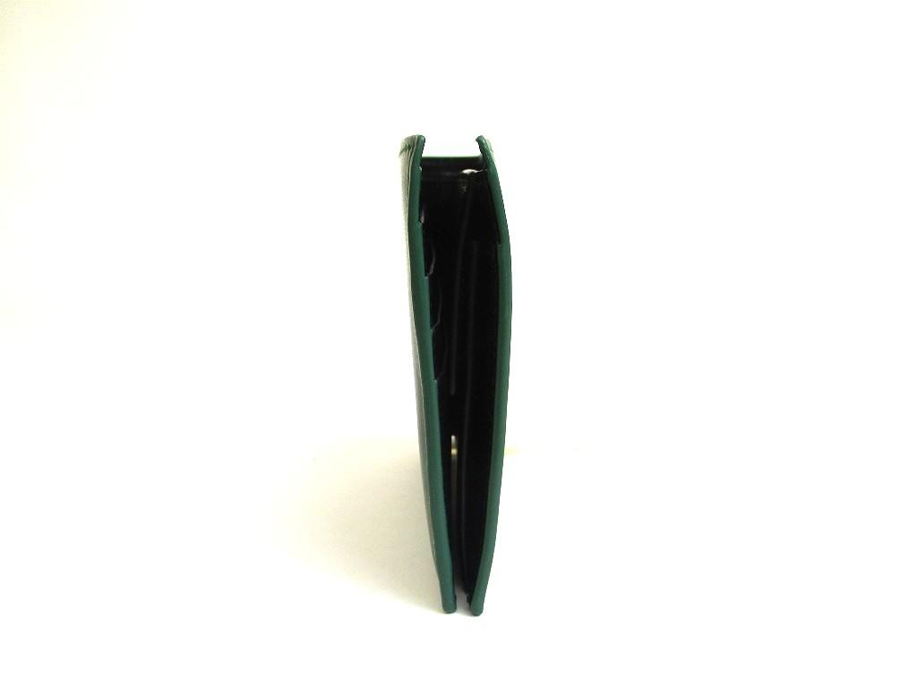 Authentic Salvatore Ferragamo Logo Green and Black Leather Bifold Wallet #a638 Open Box