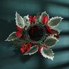 Christmas Candle Ring Mini Pine Leaf Candle Wreath Festive Seasonal Candle Holder Ring Farmhouse
